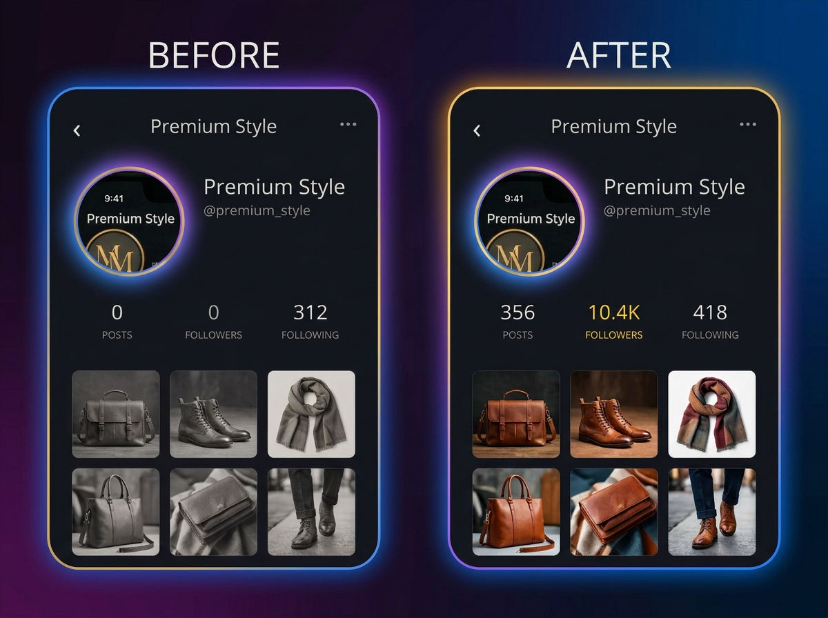 Before and after: Premium Style from 0 to 10.4K followers