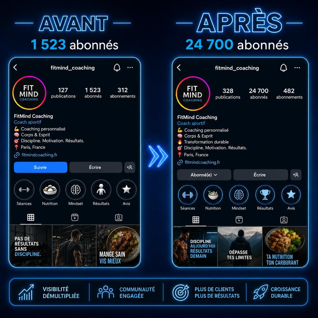 Avant et après : de 1 523 à 24 700 abonnés