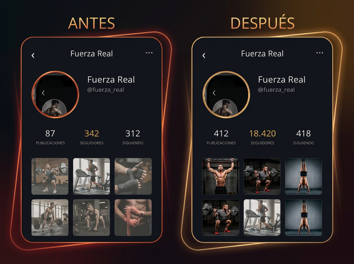 Antes y después de entrenador fitness: de 342 a 18.420 seguidores