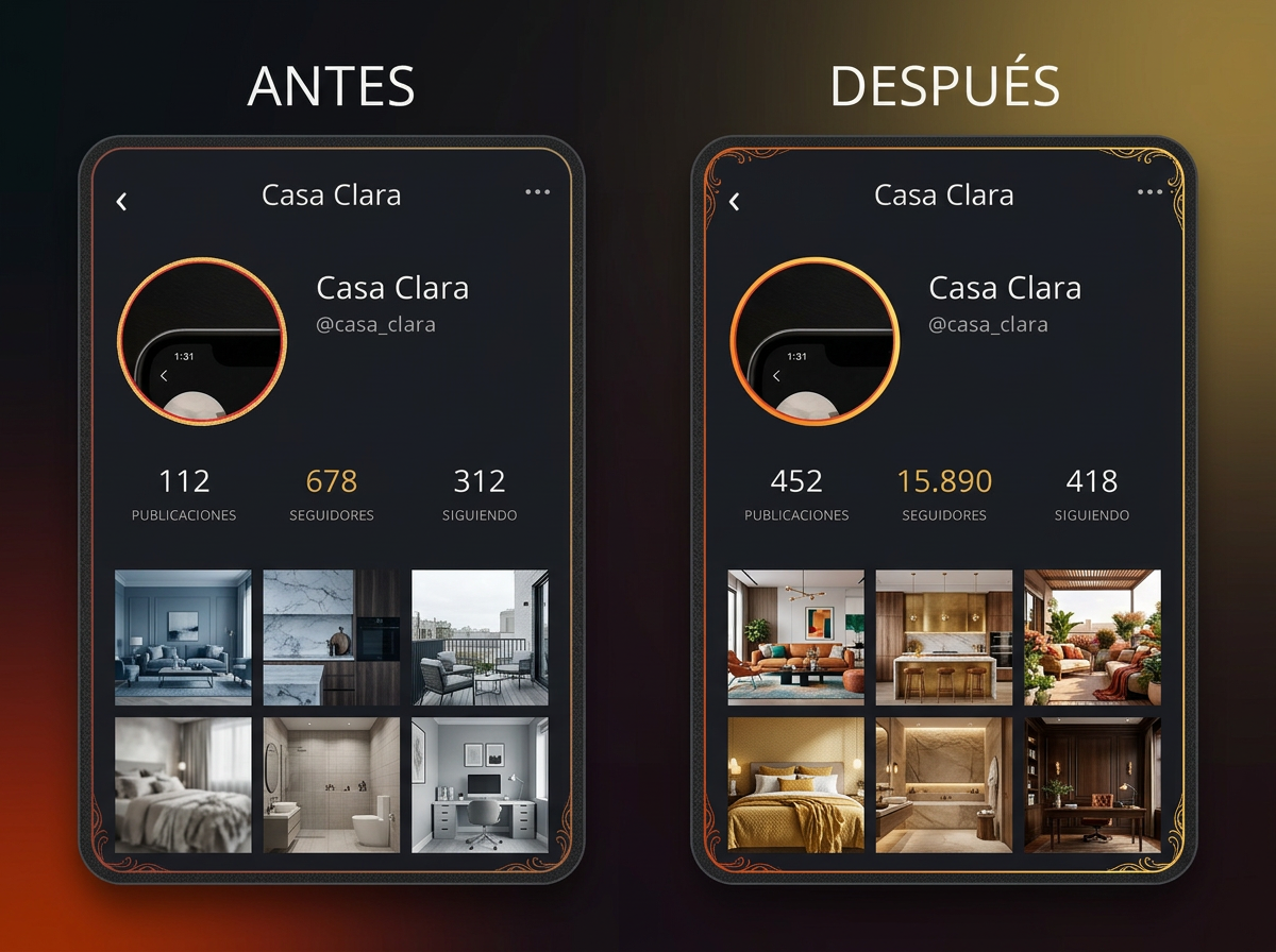 Antes y después de inmobiliaria en Madrid: de 678 a 15.890 seguidores