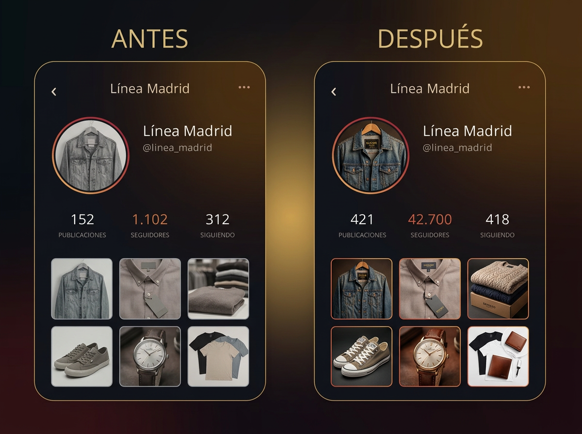 Antes y después de marca de moda: de 1.102 a 42.700 seguidores
