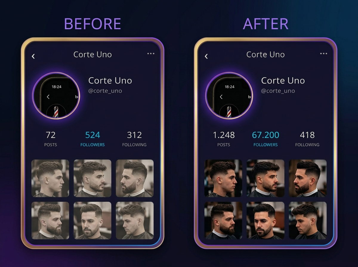 Before and after: barbershop from 524 to 67,200 followers